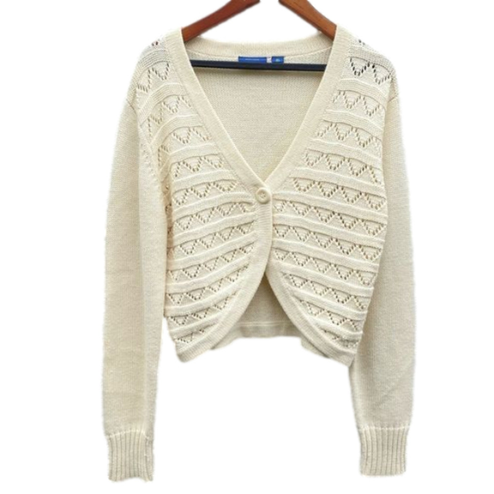 Vintage Dockers Cropped Wool Cable Knit Cardigan Sweater XL